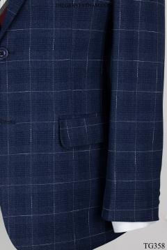 Bộ suit xanh denim kẻ ô TG358